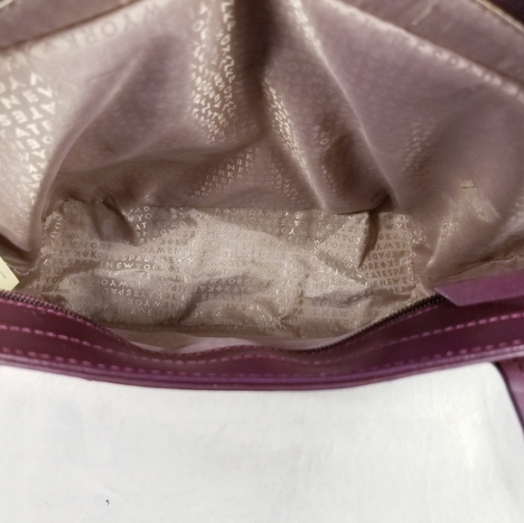 KATE SPADE NEW YORK MAROON TOTE SHOULDER BAG PURSE LEATHER LARGE BOW EUC - Picture 6 of 13